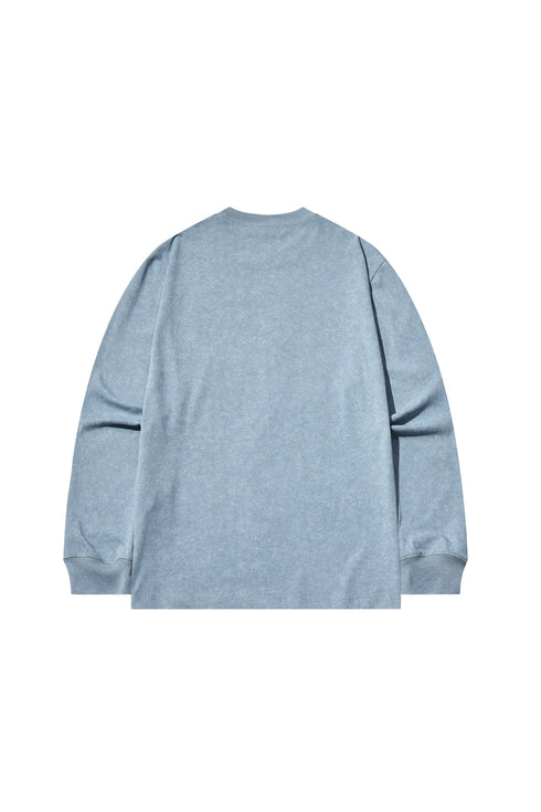 White Ink Printed Logo Long Sleeve Sweatshirt-Blue Grey